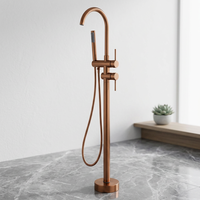 Robinet de douche moderne à double poignée, rond, noir, en laiton, pour salle de bain, robinet de baignoire sur pied, directement de l'usine