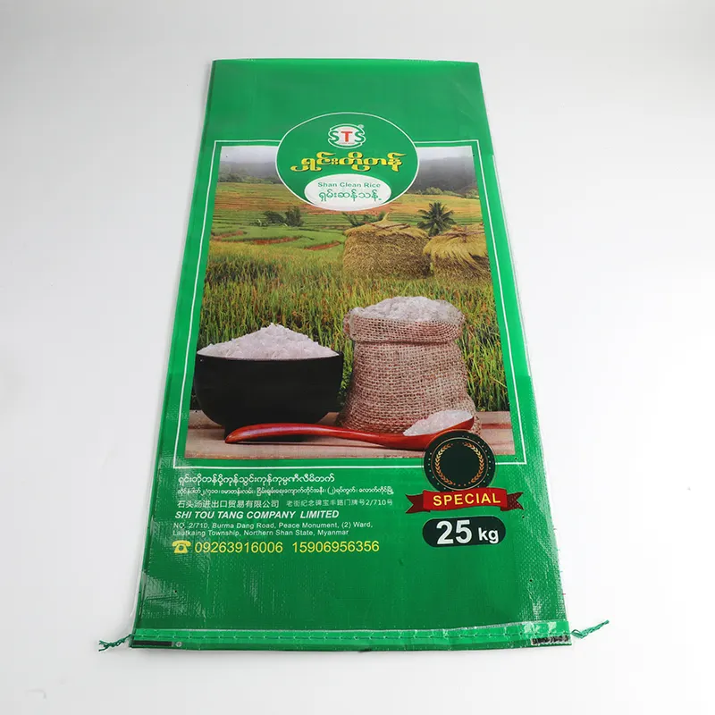 Tas beras pp laminasi 50 kg tas tenun pp karung pp untuk gandum tepung beras