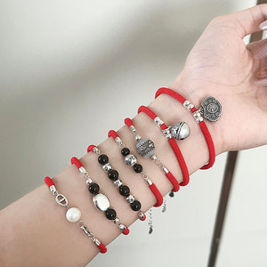 925 Sterling <b>Silver</b> Red Rope Bracelet For Women With Buddha Charm And <b>Beads</b> Gift For Zodiac Year Horse Style Jewelry - Product Image 2