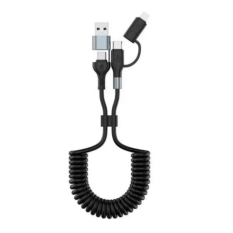 PU-Auslöser 60 W Schnellladevorrichtung USB 3.1 3 In 1 Typ-C Mikroadapter 4-In-1 Federn-USB-Kabel