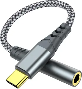 Cabo de áudio multifuncional USB C para Aux, cabo de conector tipo C para fone de ouvido fêmea de 3,5 mm