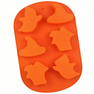 Moule en silicone écologique à 6 cavités pour chapeaux et formes fantômes, pour gâteaux d'Halloween, savons et résines DIY, facile à démouler, OEM/ODM - Product Image 3