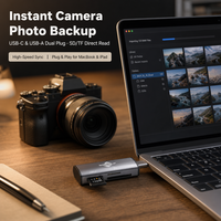 Lecteur de cartes SD double tête USB-C et USB-A avec USB3.0 480/MBps, coque en alliage d'aluminium 3-en-1 pour ordinateurs portables, MacBook et téléphones