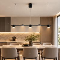 Luminaire suspendu moderne à 5 têtes, noir, LED 35W, pour salle à manger, îlot de cuisine, bar, comptoir, café, salon
