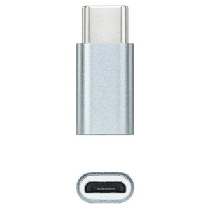 Adaptador USB-C a Micro USB, aluminio gris, compatible con carga y transferencia de datos para dispositivos móviles. - Product Image 1