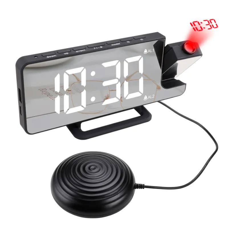 Digital Shake Awake Alarm Clock - Silent Vibrating Clock with Projection for Heavy Sleepers | USB Powered Desk Clock Digital Shake Awake Alarm Clock - Silent Vibrating Clock with Projection for Heavy Sleepers | USB Powered Desk Clock