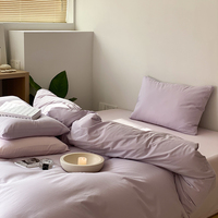 Ensemble de literie 4 pièces en coton 100% uni de style nordique, housse de couette minimaliste douce avec options drap plat/drap-housse