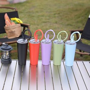 Custom 850Ml 304 Stainless Steel Insulated Double Wall Travel Car <b>Coffee</b> Water Bottle Tumbler With Ring Handle Straw - Product Image 2