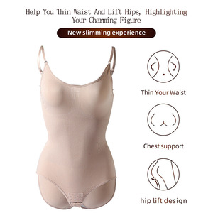 Body gainant sans couture respirant pour femme, effet push-up fessier, maintien ferme, ajustable, avec ouverture à l'entrejambe, type camisole, sculpteur de hanches - Product Image 4