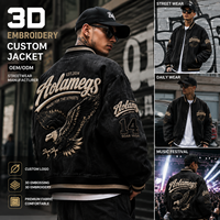 Veste streetwear personnalisée pour homme, broderie 3D, veste bomber varsity, veste oversize hip hop, fournisseur d'usine OEM