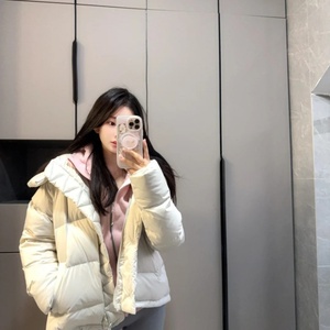 Winter Wunder Puff 5 Check Down Bubble <b>Jacket</b> White Goose Down Fitness Lulu Yoga Wear Loose Coat With Detachable Hood - Product Image 6