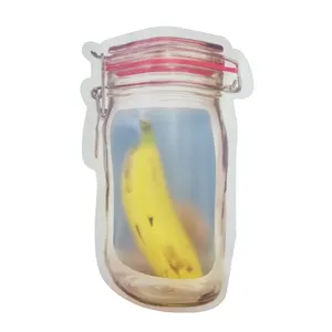 Bottle Shaped Pouch Reusable Stand Up Laminated Plastic Food Pouch Nuts Mason Jar Zipper Bag