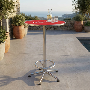 Mesa de Bar Giratoria Moderna <span class=keywords><strong>con</strong></span> <span class=keywords><strong>Ruedas</strong></span>, Estructura de Acero Móvil, Mesa Redonda de Pub, Mesa Alta Portátil para Bistro, Resistente para Uso en Hoteles - Product Image 1