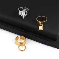 Persönlicher 18K Gold PVD-beschichteter Edelstahl Offener Ring für Damen, Breiter Chunky Ring mit Schnallenverschluss, Trendiger Statement-Schmuck