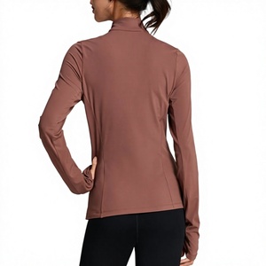 Hauts de sport à manches longues pour femmes de haute qualité, avec fermeture éclair, couleur unie, séchage rapide, pour activités sportives - Product Image 6