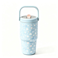 Gobelet de voyage isotherme avec poignée, vert menthe, couvercle rabattable, anti-fuite, pour café, thé, eau, bureau, extérieur