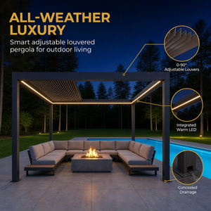 Kit de supports modulaires pour pergola DIY 3x6m, structure en aluminium, fonctionnement silencieux et fluide, <span class=keywords><strong>abri</strong></span> imperméable pour espace extérieur au bord de la piscine - Product Image 2
