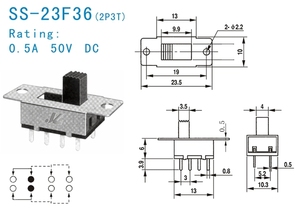 Nhôm 3-vị trí 3p3t trượt chuyển dp3t FPR đèn Max. 250V điện áp cửa trượt liên hệ với thiết bị chuyển mạch để bán - Product Image 4