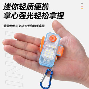 Lampe de pêche LED multifonctionnelle bleue et orange rechargeable, haute intensité, pour camping en extérieur, avec mousqueton et bouton d'alimentation - Product Image 4