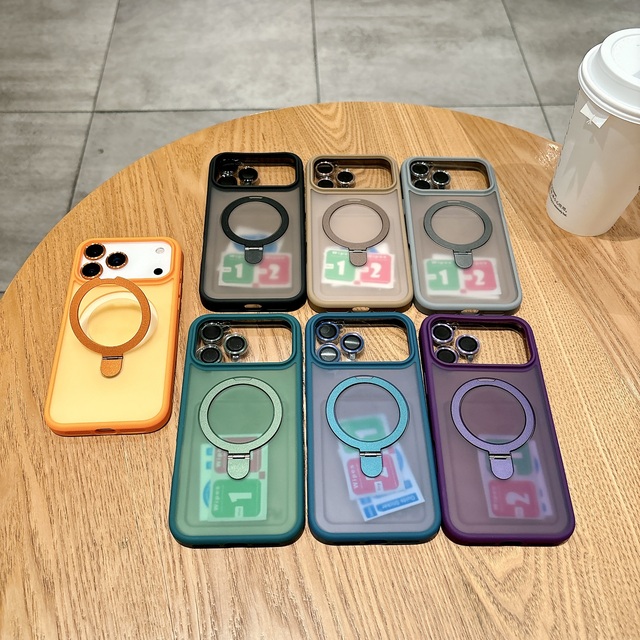 Folding Bracket Hide Kickstand Magnetic Case for iPhone Air 16 15 14 13 17 Pro Max Wireless Charging Lens Screen Protector Cover