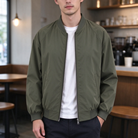 Blouson bomber pour homme à col montant et fermeture éclair, 100 % polyester, léger, décontracté, coupe-vent, pour le quotidien, printemps-automne