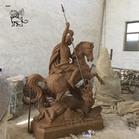 Statues de Saint George de guerrier religieux catholique de l'Ouest grandeur nature en Bronze St. George équitation cheval Dragon tuer Statue