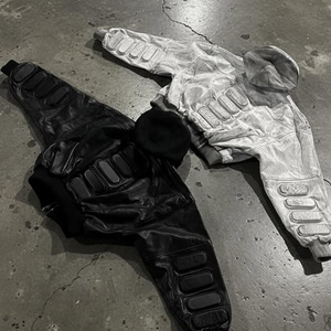 대량 럭셔리 디자이너 사용자 정의 패치 워크 2 색 Pu 가죽 무거운 겨울 남성 가죽 헐렁한 맞춤 두꺼운 도매 재킷 Chaqueta - Product Image 1