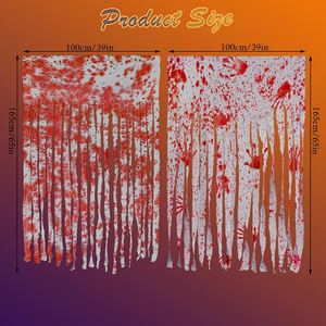 Cortina de puerta con decoración de huellas de sangre de Halloween, colgante para puerta de habitación secreta de casa embrujada, ambiente aterrador - Product Image 3