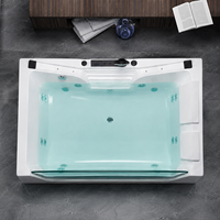 Baignoire de massage hydrothérapeutique en verre acrylique, grande baignoire carrée d'angle avec jets de spa et appuie-têtes 170x120x58cm - Projet