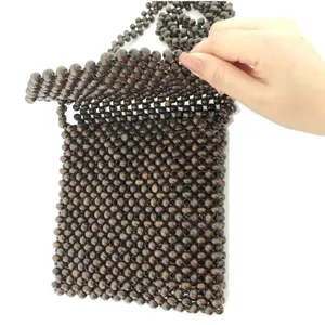 Eenvoudig ontwerp hout pearl bead bag schoudertassen met cover