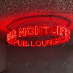 Insegna al Neon <span class=keywords><strong>LED</strong></span> Rotonda o Quadrata da Soffitto 12V, Lampadario Pendente al Neon Circolare a <span class=keywords><strong>360</strong></span> Gradi per Bar e Club - Product Image 3
