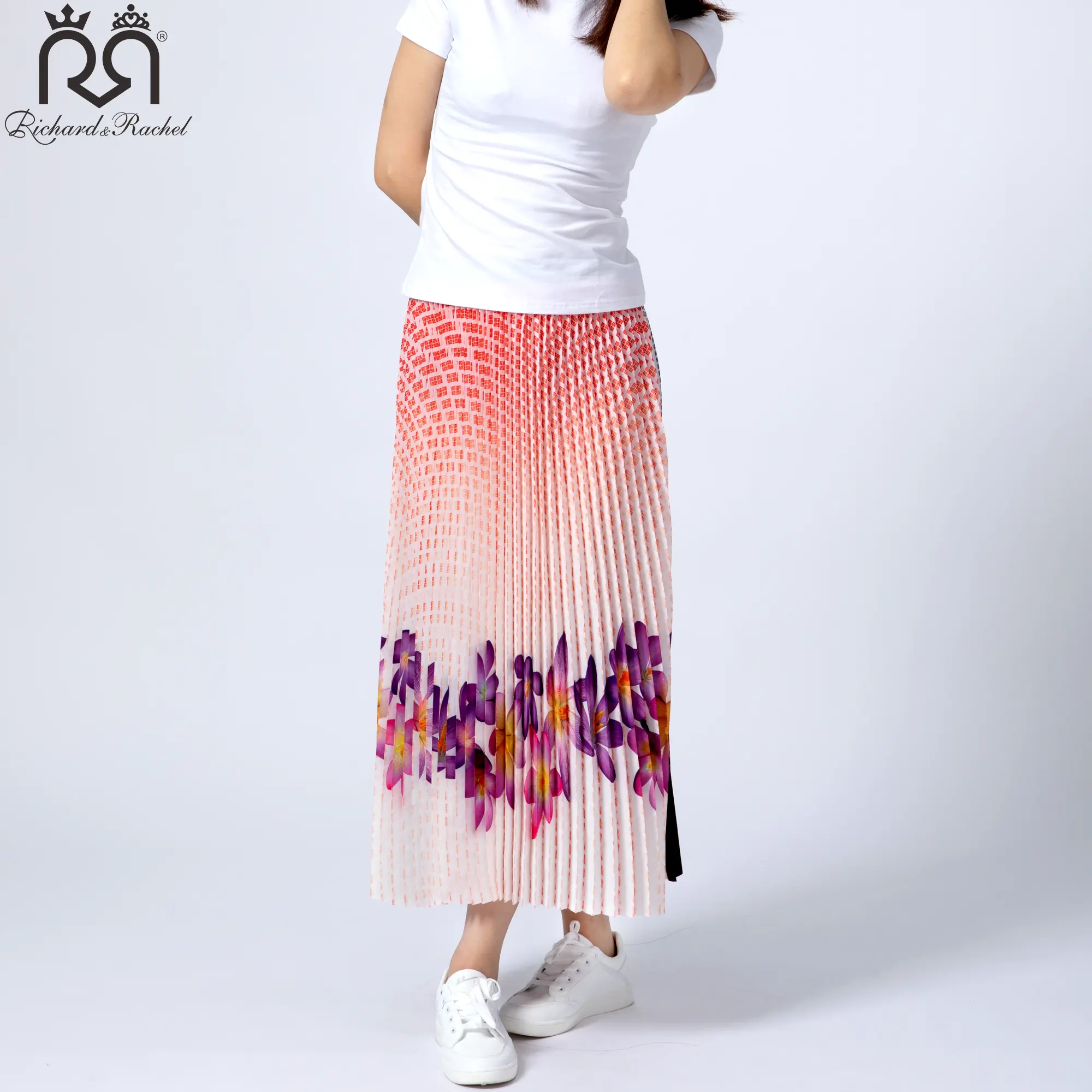 Горячая Распродажа, плиссированные длинные юбки из Индии, Женские Плиссированные Миди-юбки в Китае, трикотажная юбка