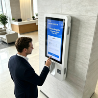 Terminal de commande libre-service LCD 32 pouces avec scanner QR et fonction de paiement, mural ou sur pied, pour restaurants de restauration rapide