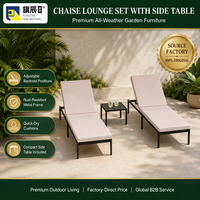 Ensemble de chaises longues d'extérieur, 3 pièces, avec 2 chaises longues et une table d'appoint