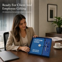 Ensemble cadeau d'affaires avec fermoir magnétique rond plat, carnet en cuir PU premium A5, stylo métallique rechargeable, logo personnalisé pour entreprise, exécutif