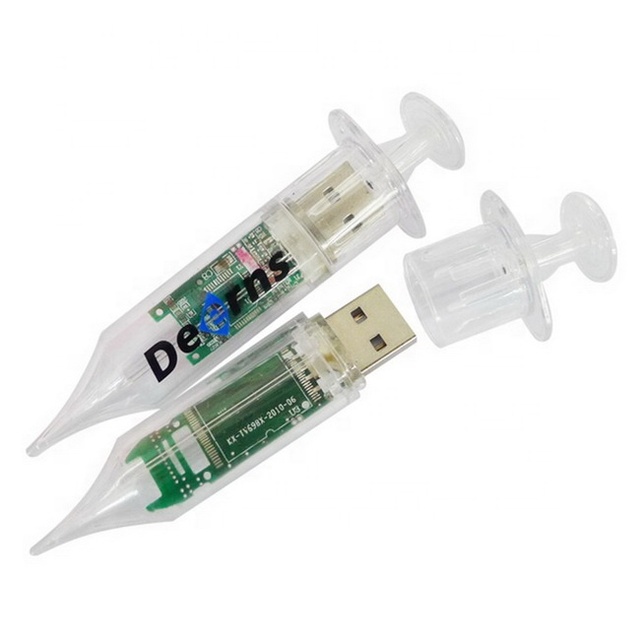 Promotional Plastic Transparent Injector/ Syringe USB Flash Drive 8GB 16GB 32GB Nurse Injector USB Pendrive