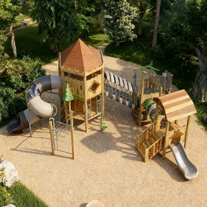 Ensemble de jeu de plein air pour enfants en bois de haute qualité <span class=keywords><strong>KAILANG</strong></span> KLFY15201, avec toboggan, capacité de 500 kg pour 3 à 10 enfants - Product Image 3