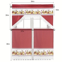 Set Tirai Jendela Dapur Motif Bunga Matahari dan Valance, Tirai Siap Pakai, Dekorasi Rumah untuk Ruang Makan, Bunga Musim Semi dan Musim Panas