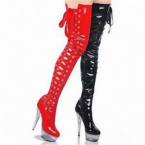 Stivali <span class=keywords><strong>Alti</strong></span> da Donna con Plateau 15cm, <span class=keywords><strong>Neri</strong></span>, Sopra il Ginocchio, per Pole Dance e Spettacoli, Stagione Invernale - Product Image 5