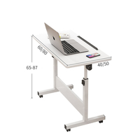 Bureau pliable large réglable en hauteur pour assise et position debout, poste de travail mobile avec porte-gobelet