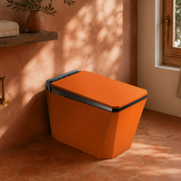 WC intelligent de luxe orange monobloc avec bidet intégré, sans rebord, chasse automatique, capteur de pied, siège chauffant et désodorisant pour salle de bain