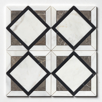 Mosaïque géométrique moderne en marbre naturel noir et blanc, parquet de 8 mm d'épaisseur, crédence murale en jet d'eau pour cuisine et salle de bain