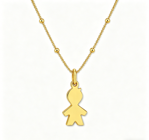 Collier pendentif AOFEI personnalisé en acier inoxydable 316L plaqué or 18 carats avec silhouettes <span class=keywords><strong>de</strong></span> garçons chrétiens, gravable, résistant au ternissement, cadeau - Product Image 1