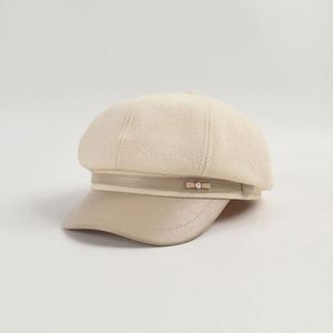 หมวกเบเร่ต์ทรงนิวส์บอยประดับโบว์มุก รุ่นใหม่ประจำฤดูใบไม้ร่วง-ฤดูหนาว ปี 2024  ขอบหนังวินเทจ 8 แผ่น สำหรับผู้หญิง - Product Image 2