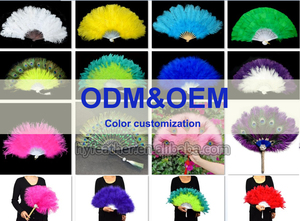 Abanico Grande de Plumas de Avestruz Rojas Hecho a Mano para Boda, Carnaval y Baile Burlesque, Suministros para Fiestas - Product Image 6