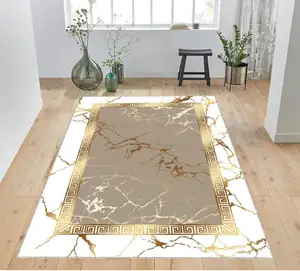 Tapete de mármore bege estampado em 3D decoração grega sala de estar tapete chaveiro grego moderno tapete de chão