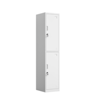 Casier métallique à 2 niveaux, armoire de rangement en acier à 2 portes avec clés, casier vertical pour salle de sport ou vestiaire de travail