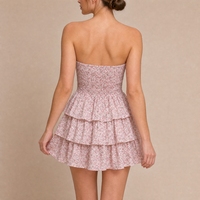 Robe d'été Y2K en mousseline à imprimé floral, sexy, sans bretelles, froncée, mini, coupe trapèze, pour femme, idéale pour les fêtes d'anniversaire et les vacances, OEM