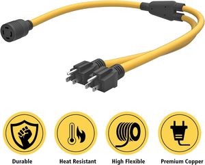 3 prong để 4 prong Máy phát điện chuyển Twist Khóa chuyển đổi Adapter Y Combiner STW 10 AWG NEMA 5-15p để L14-30R dây nguồn - Product Image 5