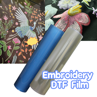 Qinyu Laris Manis AB Printing 30cm 60cm Roll Heat Transfer Embroidery Puff Effect UV 3D DTF Film Bahan PET untuk Pakaian QY-uv Film